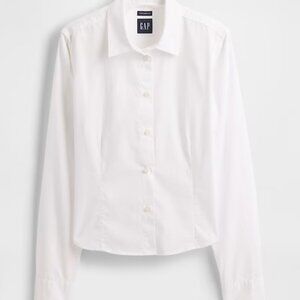 GAP Organic Cotton Fitted Crop Shirt, Women's Size Small, Regular fit (White)